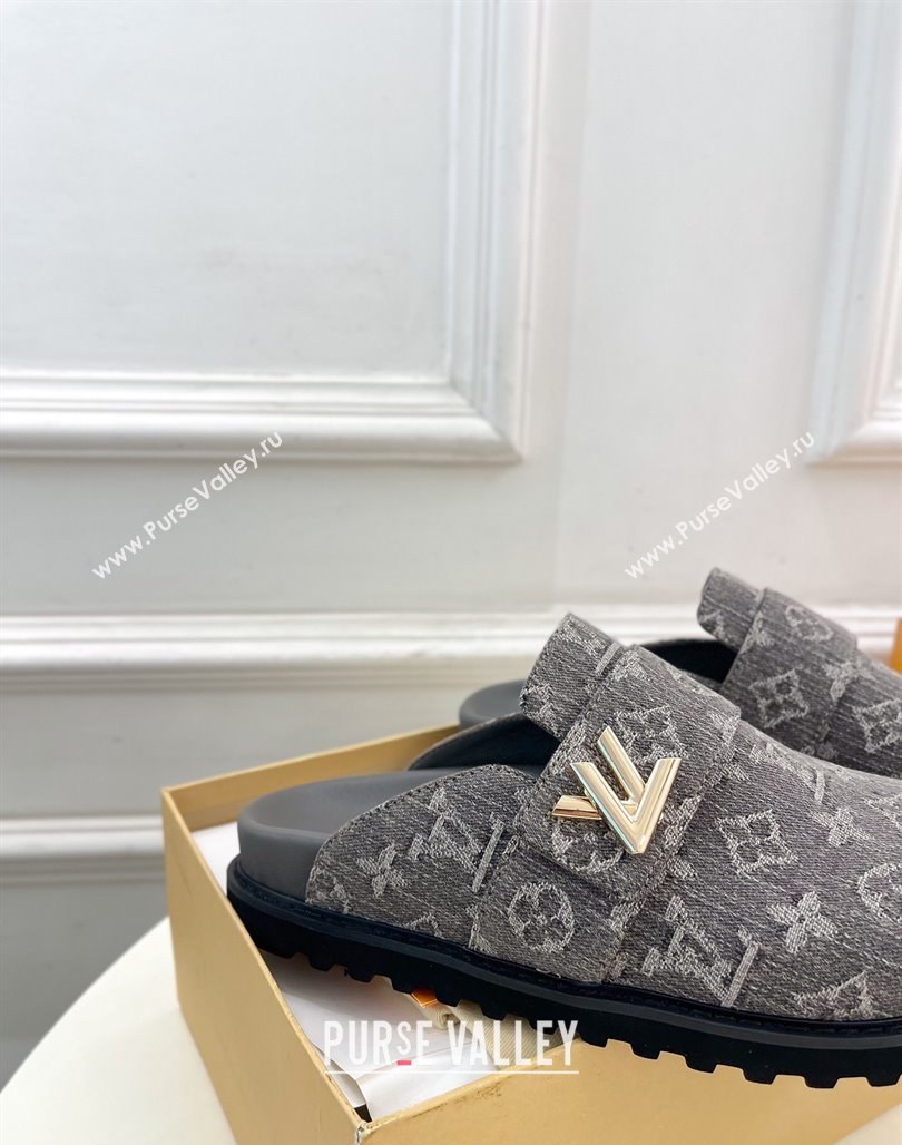 Louis Vuitton LV Cosy Comfort Mules in Monogram Denim Grey 2025 1AGVOO (MD-250422081)