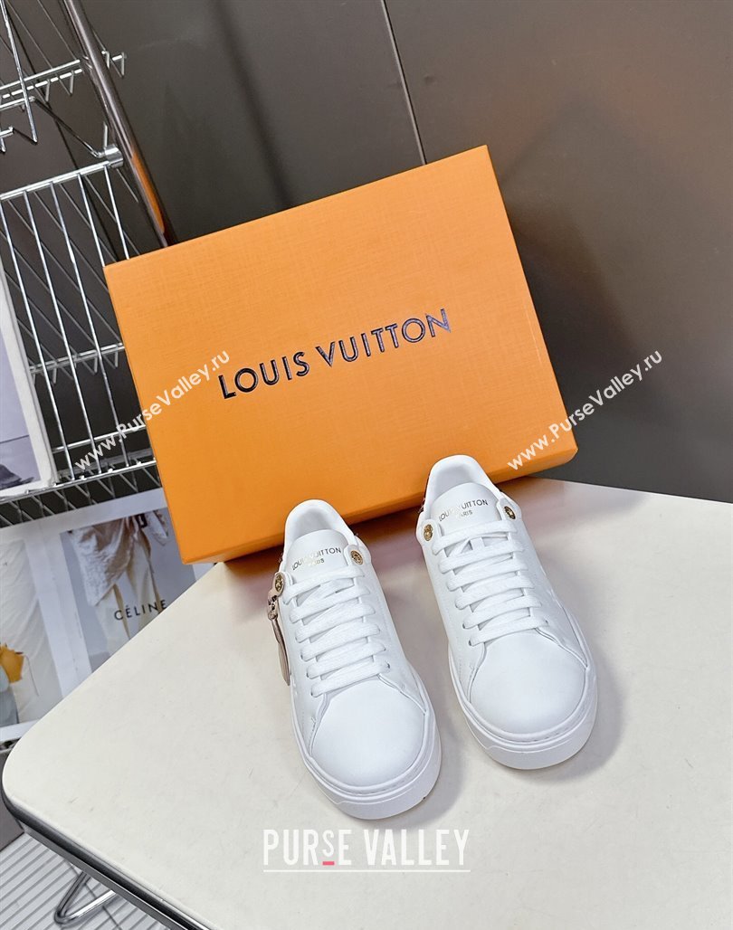 Louis Vuitton Time Out Sneakers in White Leather with Key Bell Animal 2025 LV042203 (MD-250422082)