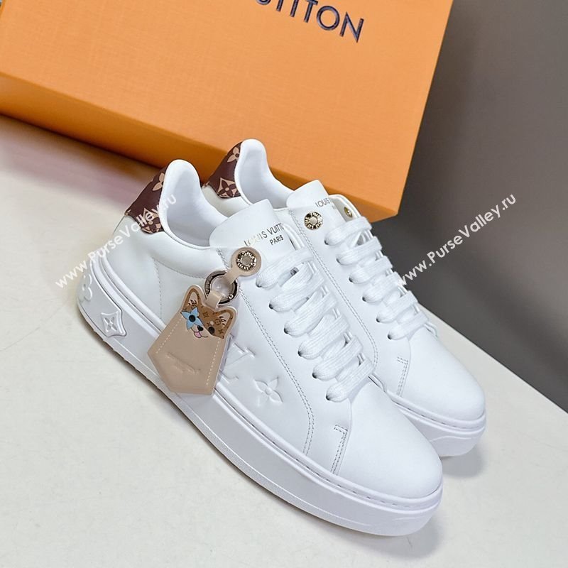 Louis Vuitton Time Out Sneakers in White Leather with Key Bell Animal 2025 LV042203 (MD-250422082)