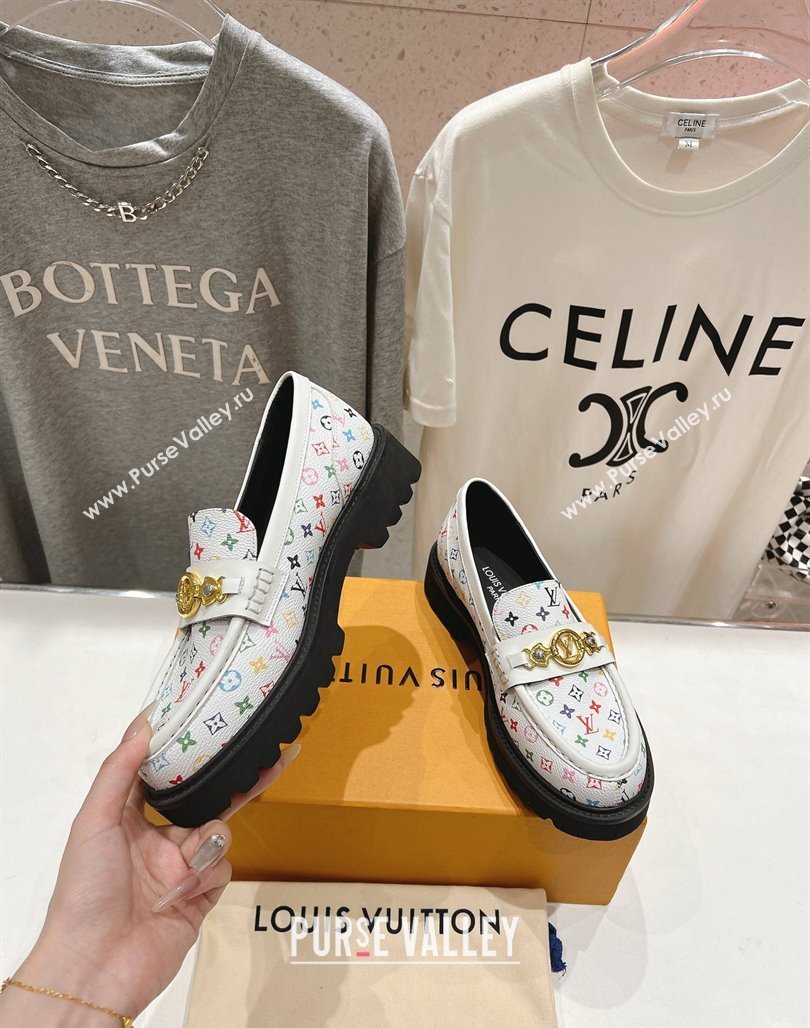 Louis Vuitton LV x TM District Loafers 5cm in Multicolored Monogram Canvas White/Black 2025 (MD-250421084)