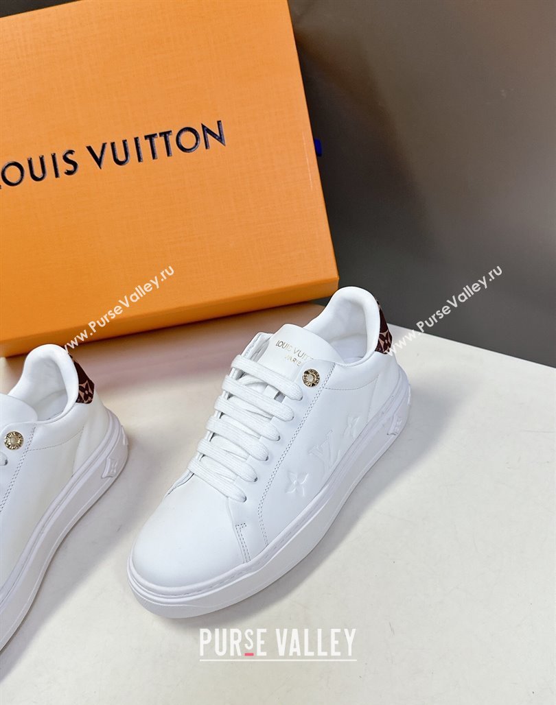 Louis Vuitton Time Out Sneakers in White Leather with Key Bell Animal 2025 LV042203 (MD-250422082)