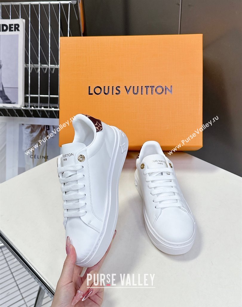 Louis Vuitton Time Out Sneakers in White Leather with Key Bell Animal 2025 LV042203 (MD-250422082)