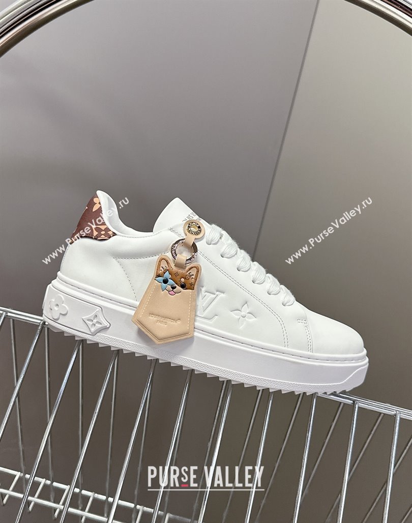 Louis Vuitton Time Out Sneakers in White Leather with Key Bell Animal 2025 LV042203 (MD-250422082)