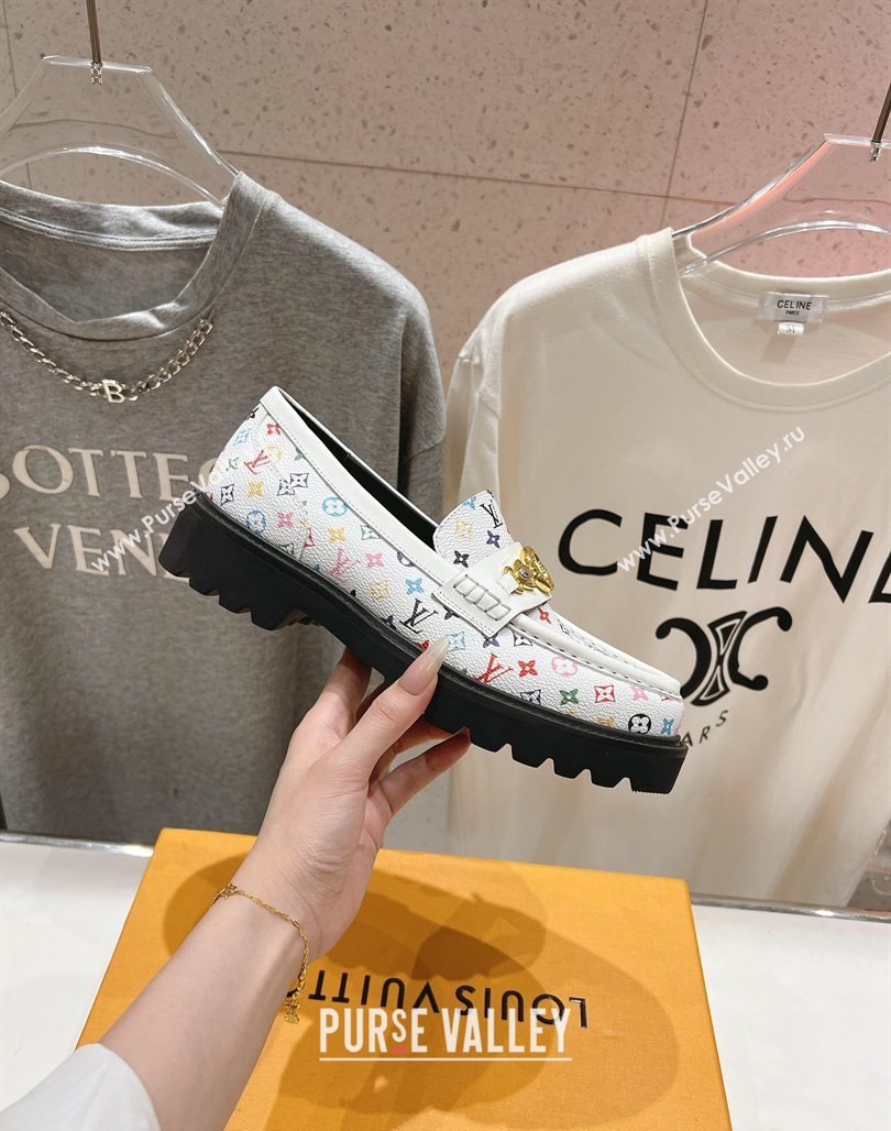 Louis Vuitton LV x TM District Loafers 5cm in Multicolored Monogram Canvas White/Black 2025 (MD-250421084)