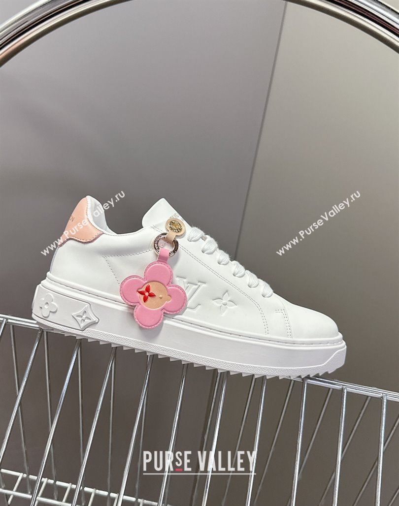 Louis Vuitton Time Out Sneakers in White Leather with Vivienne Hangs 2025 LV042203 (MD-250422084)