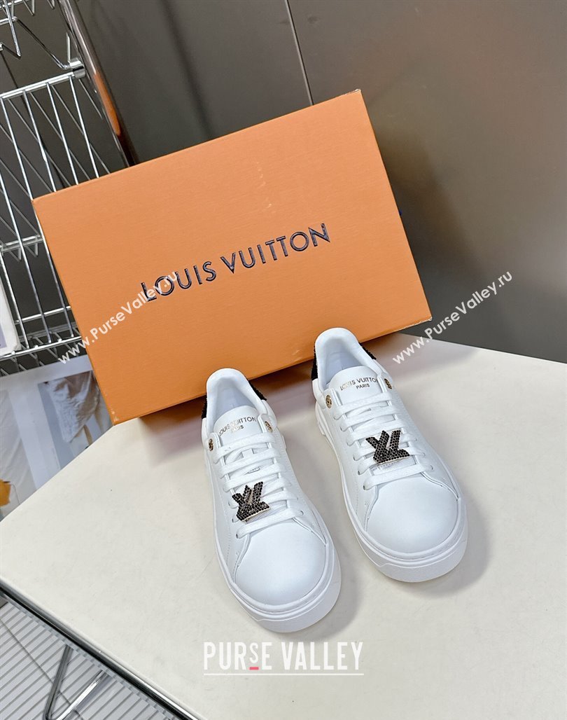 Louis Vuitton Time Out Sneakers in White Leather with Strass LV 2025 LV042203 (MD-250422085)