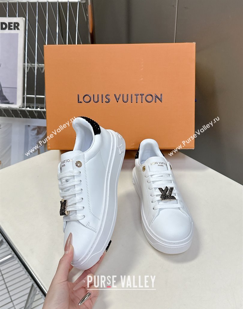 Louis Vuitton Time Out Sneakers in White Leather with Strass LV 2025 LV042203 (MD-250422085)