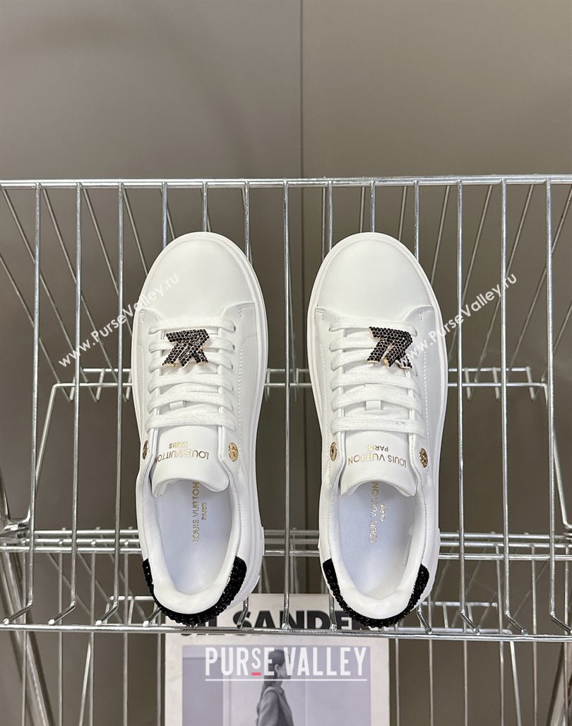 Louis Vuitton Time Out Sneakers in White Leather with Strass LV 2025 LV042203 (MD-250422085)