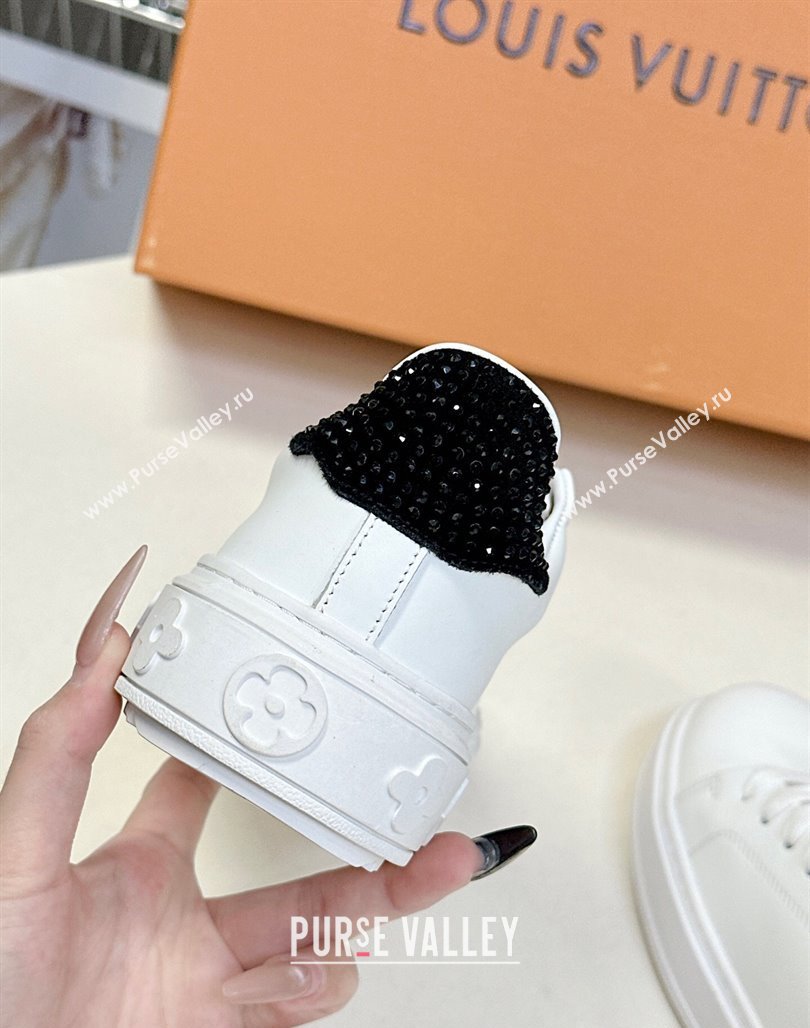 Louis Vuitton Time Out Sneakers in White Leather with Strass LV 2025 LV042203 (MD-250422085)