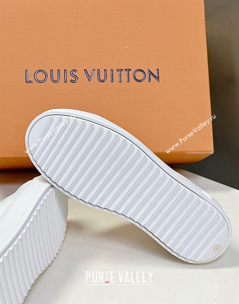 Louis Vuitton Time Out Sneakers in White Leather with Strass LV 2025 LV042203 (MD-250422085)