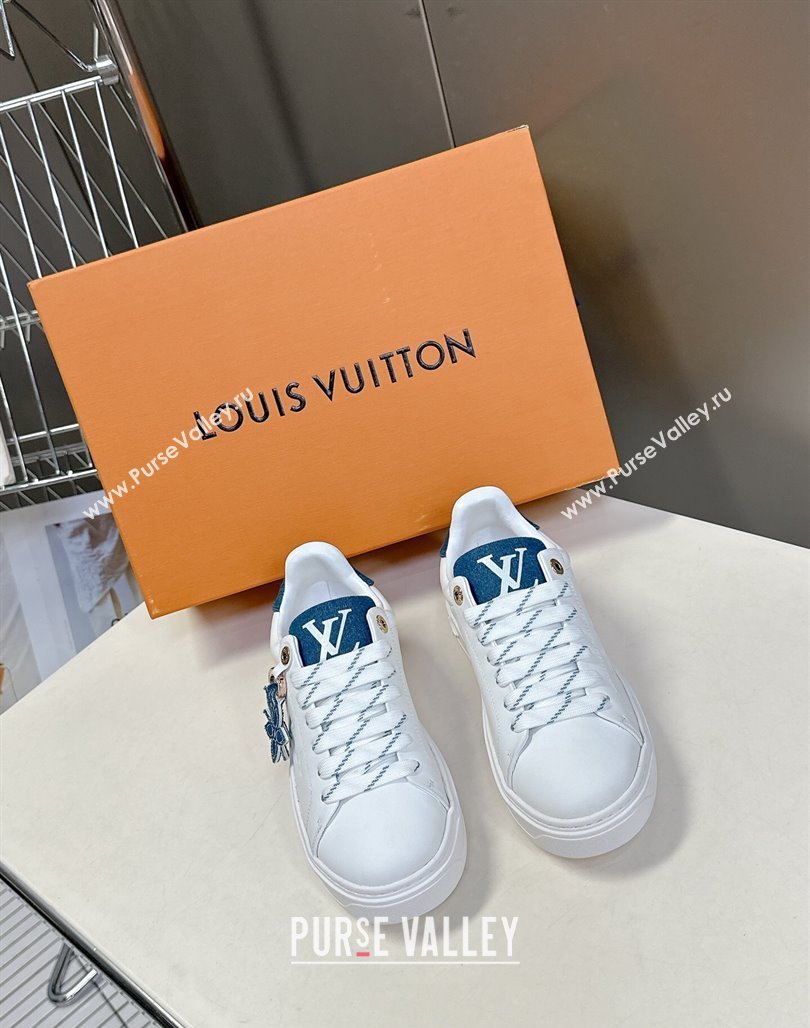 Louis Vuitton Time Out Sneakers in Leather with LV Tag White/Blue 2025 LV042203 (MD-250422086)