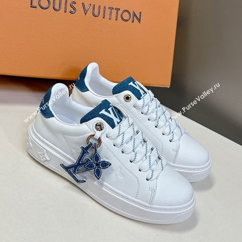 Louis Vuitton Time Out Sneakers in Leather with LV Tag White/Blue 2025 LV042203 (MD-250422086)