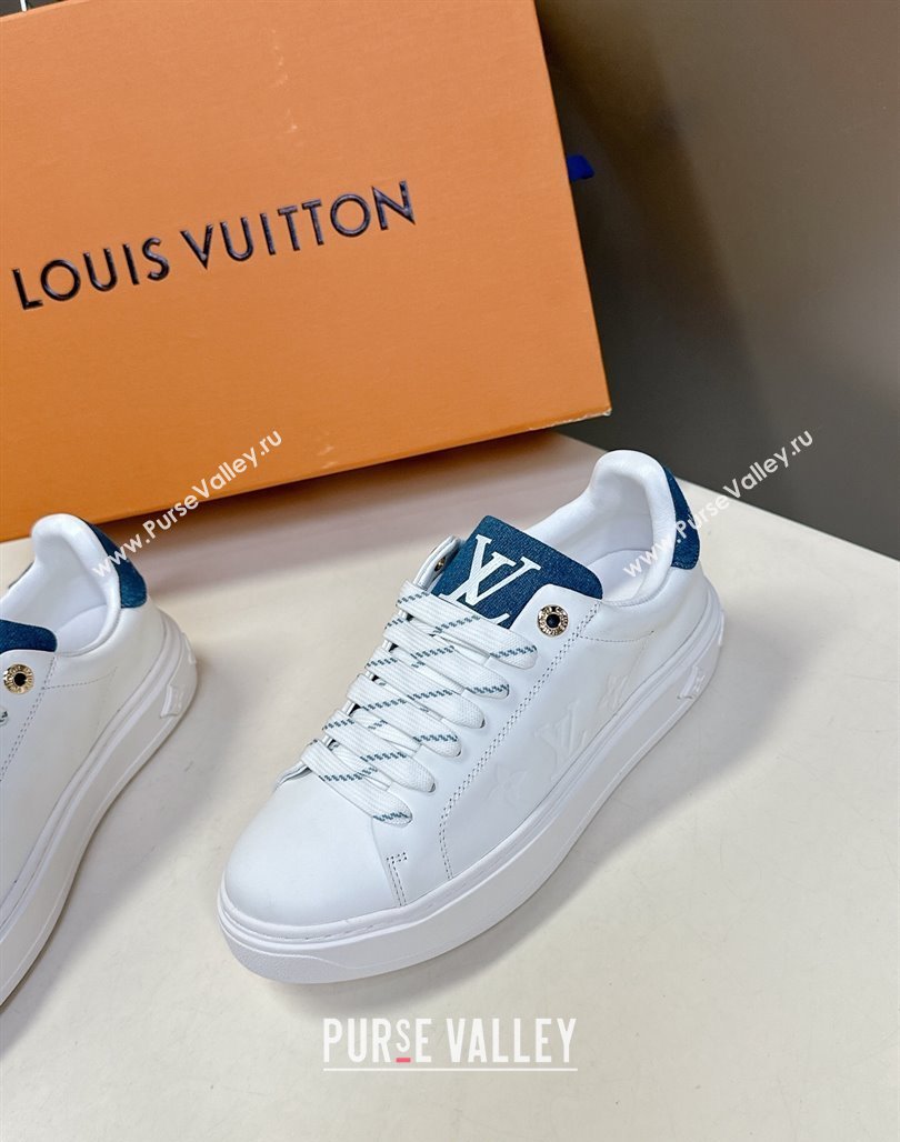 Louis Vuitton Time Out Sneakers in Leather with LV Tag White/Blue 2025 LV042203 (MD-250422086)