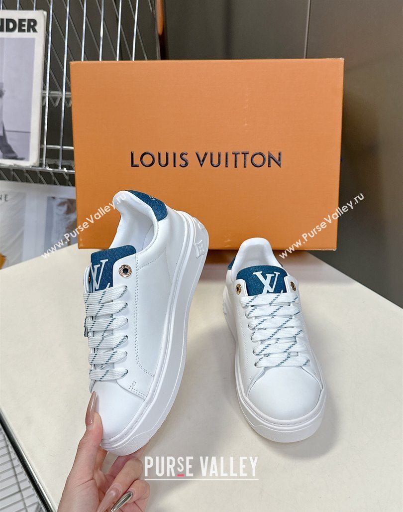 Louis Vuitton Time Out Sneakers in Leather with LV Tag White/Blue 2025 LV042203 (MD-250422086)