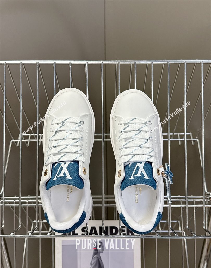 Louis Vuitton Time Out Sneakers in Leather with LV Tag White/Blue 2025 LV042203 (MD-250422086)