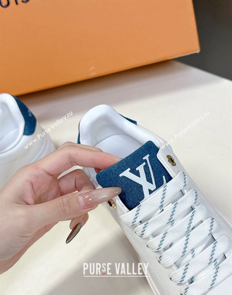 Louis Vuitton Time Out Sneakers in Leather with LV Tag White/Blue 2025 LV042203 (MD-250422086)