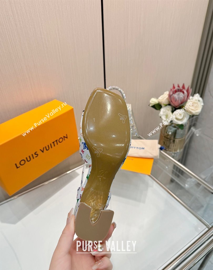 Louis Vuitton LV x TM Swing Heel Sandals 5.5cm in Multicolor Monogram Canvas White 2025 1AGUTG (MD-250422116)