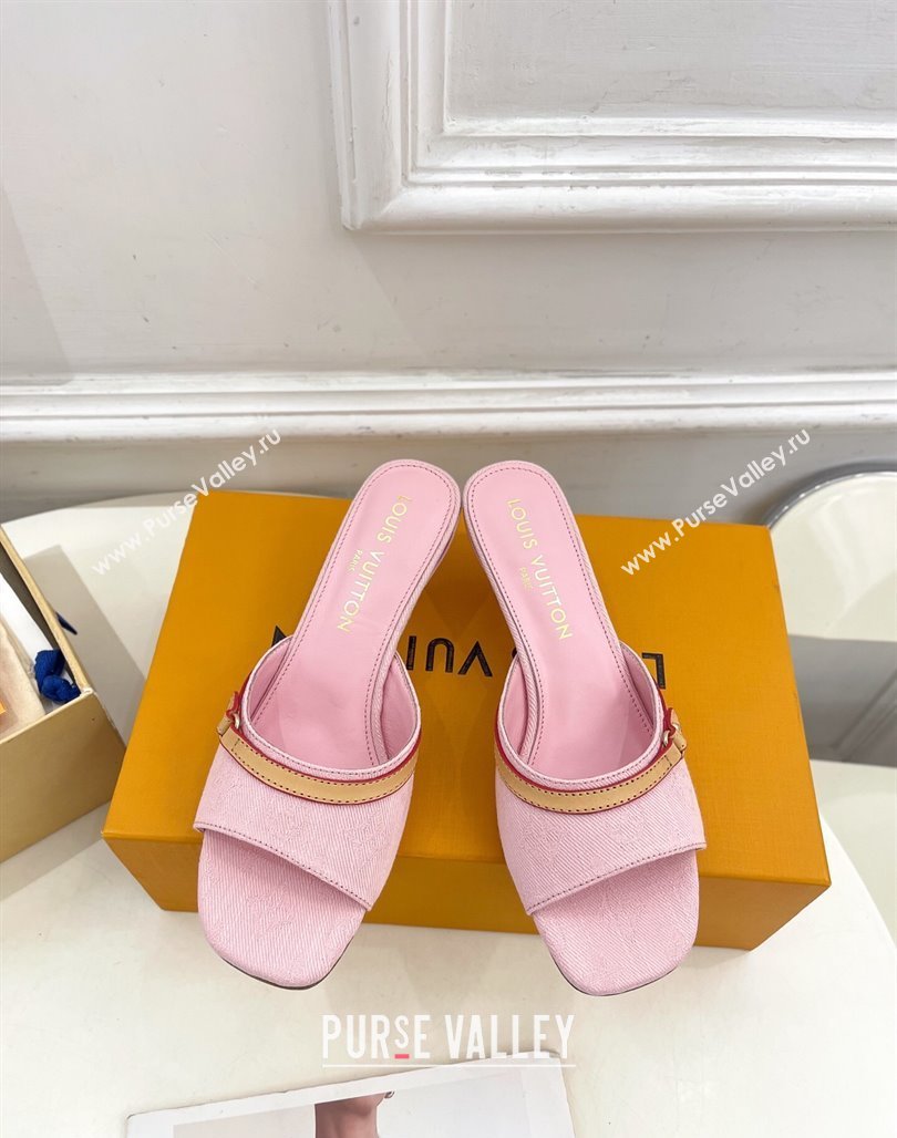 Louis Vuitton 6AM Heel Slides Sandal 5cm in Monogram Denim Pink 2025 1ADIGZ (MD-250422007)