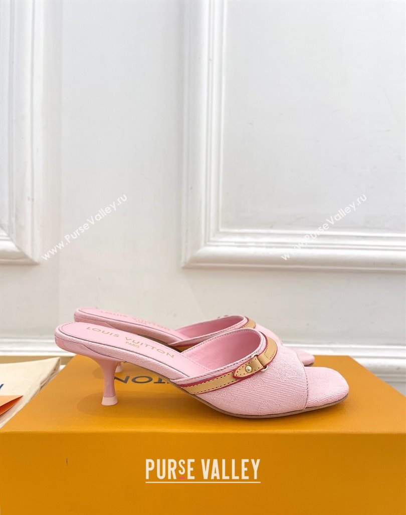 Louis Vuitton 6AM Heel Slides Sandal 5cm in Monogram Denim Pink 2025 1ADIGZ (MD-250422007)