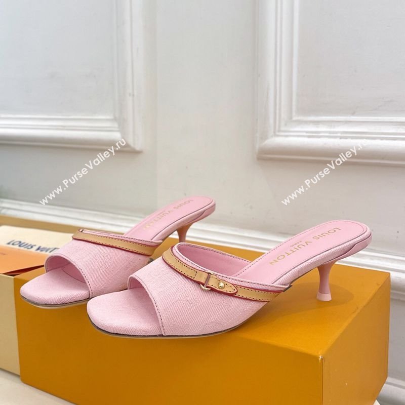 Louis Vuitton 6AM Heel Slides Sandal 5cm in Monogram Denim Pink 2025 1ADIGZ (MD-250422007)
