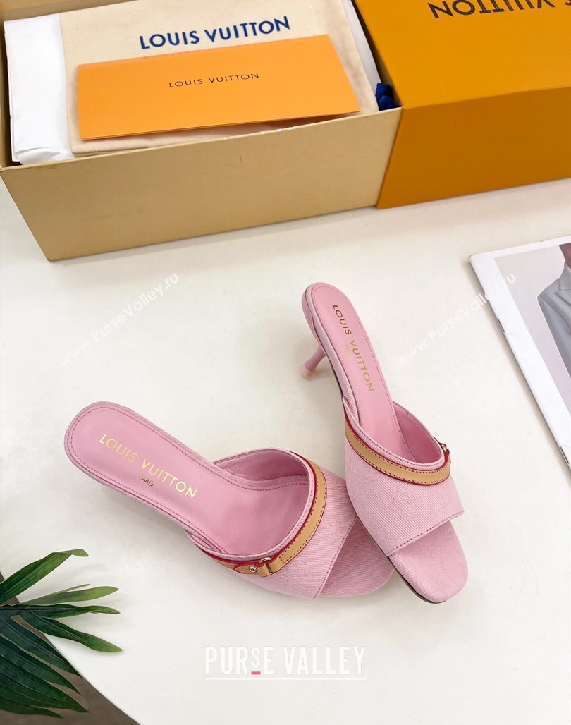 Louis Vuitton 6AM Heel Slides Sandal 5cm in Monogram Denim Pink 2025 1ADIGZ (MD-250422007)