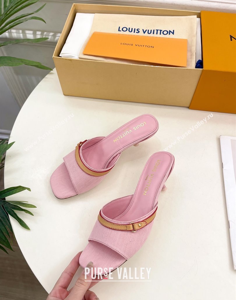 Louis Vuitton 6AM Heel Slides Sandal 5cm in Monogram Denim Pink 2025 1ADIGZ (MD-250422007)