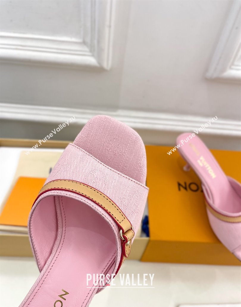 Louis Vuitton 6AM Heel Slides Sandal 5cm in Monogram Denim Pink 2025 1ADIGZ (MD-250422007)