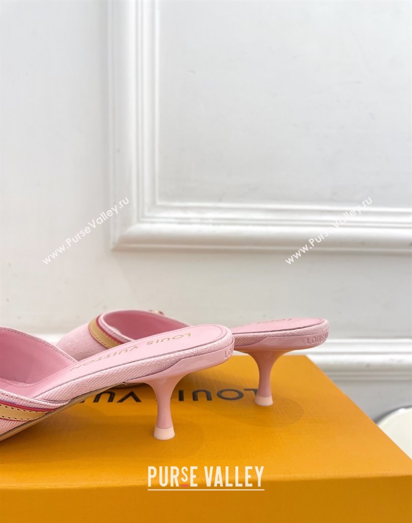Louis Vuitton 6AM Heel Slides Sandal 5cm in Monogram Denim Pink 2025 1ADIGZ (MD-250422007)