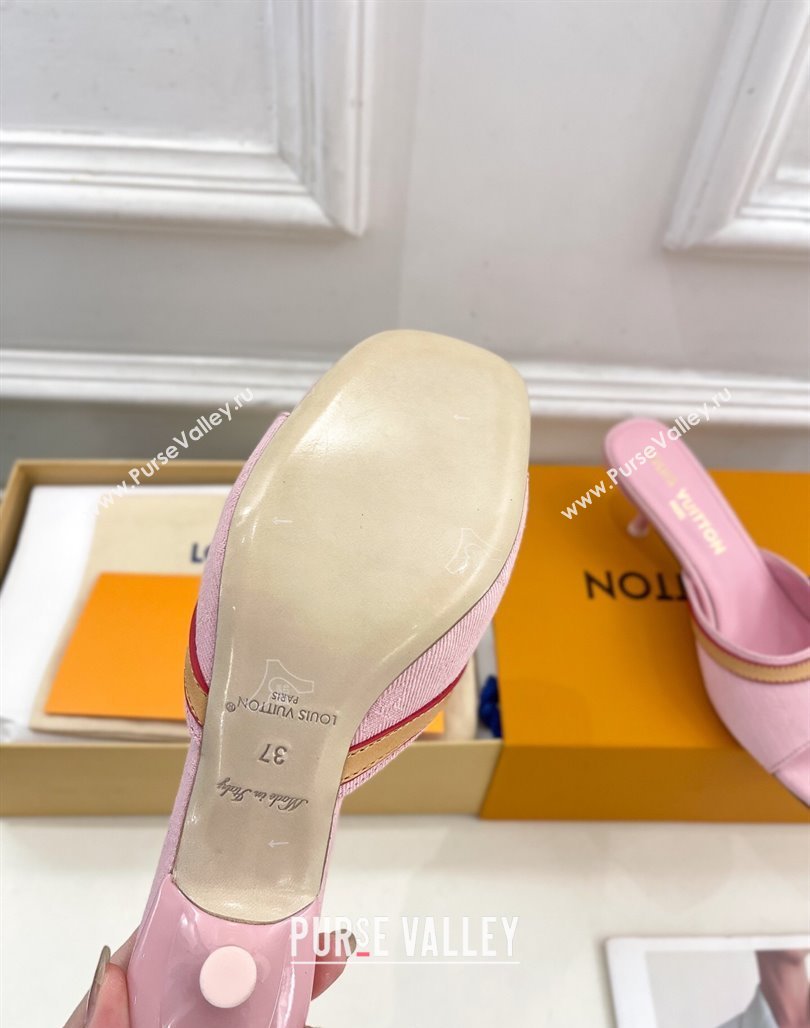 Louis Vuitton 6AM Heel Slides Sandal 5cm in Monogram Denim Pink 2025 1ADIGZ (MD-250422007)