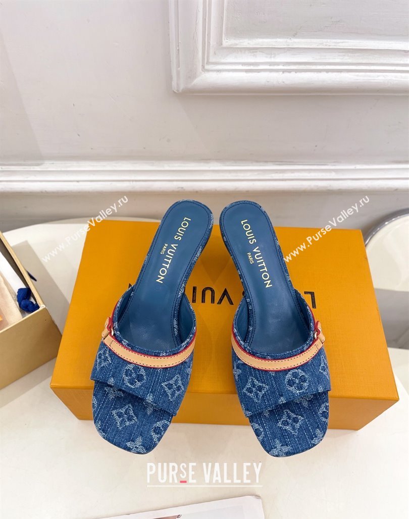 Louis Vuitton 6AM Heel Slides Sandal 5cm in Monogram Denim Blue 2025 1ADIGZ (MD-250422008)
