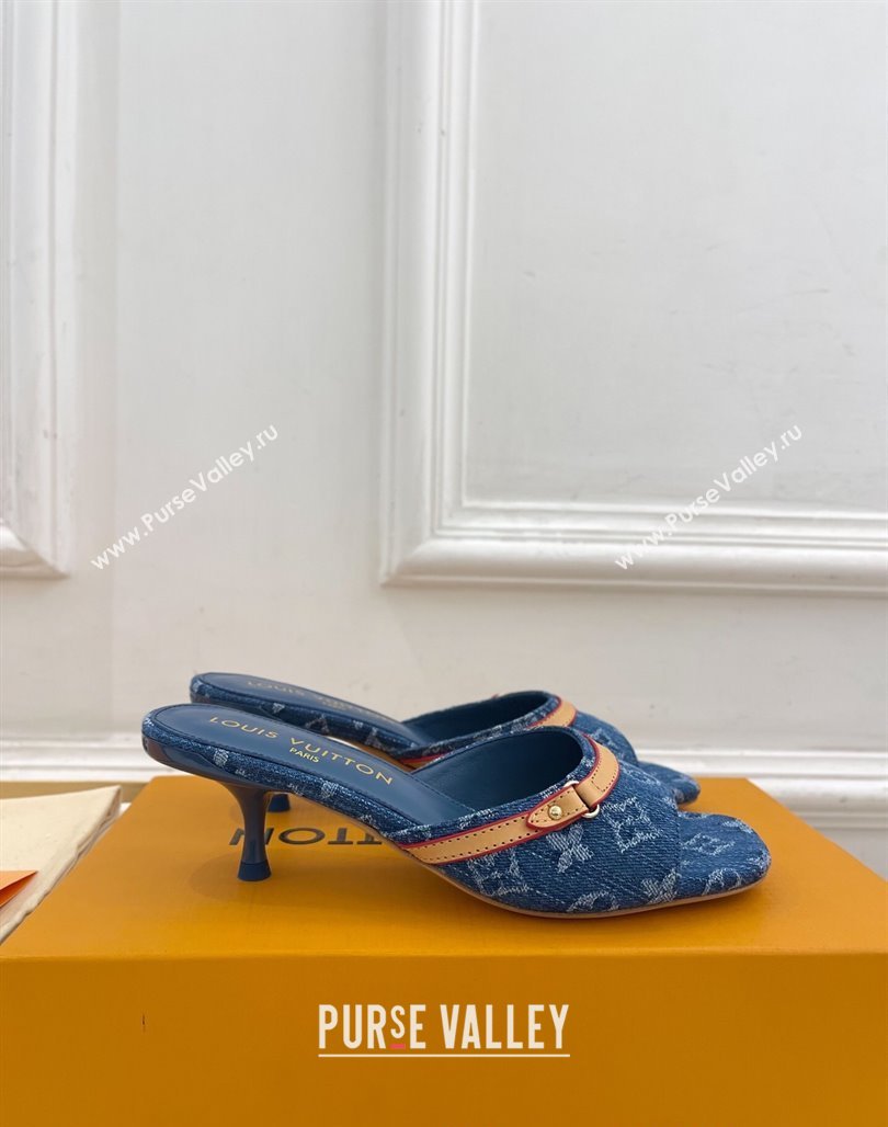 Louis Vuitton 6AM Heel Slides Sandal 5cm in Monogram Denim Blue 2025 1ADIGZ (MD-250422008)
