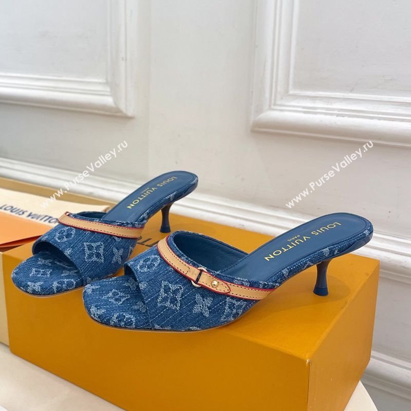 Louis Vuitton 6AM Heel Slides Sandal 5cm in Monogram Denim Blue 2025 1ADIGZ (MD-250422008)