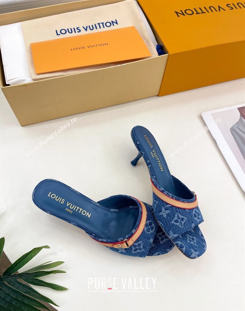 Louis Vuitton 6AM Heel Slides Sandal 5cm in Monogram Denim Blue 2025 1ADIGZ (MD-250422008)