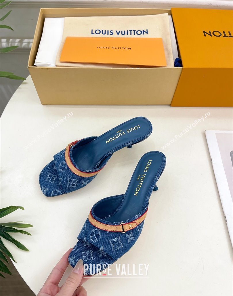 Louis Vuitton 6AM Heel Slides Sandal 5cm in Monogram Denim Blue 2025 1ADIGZ (MD-250422008)