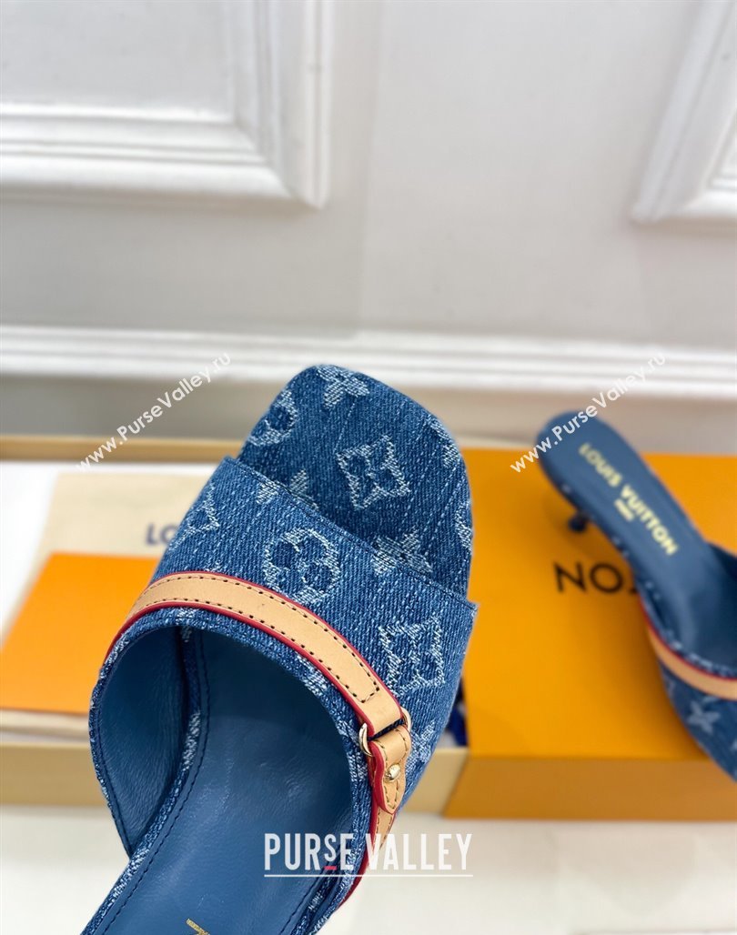 Louis Vuitton 6AM Heel Slides Sandal 5cm in Monogram Denim Blue 2025 1ADIGZ (MD-250422008)