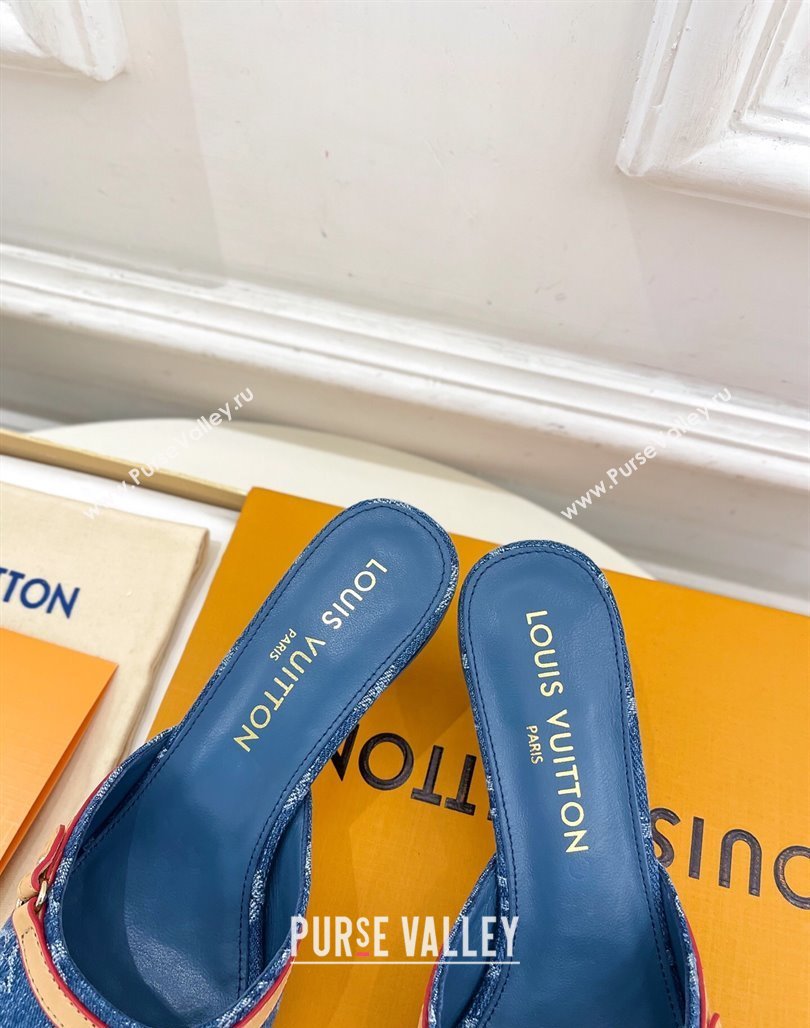 Louis Vuitton 6AM Heel Slides Sandal 5cm in Monogram Denim Blue 2025 1ADIGZ (MD-250422008)