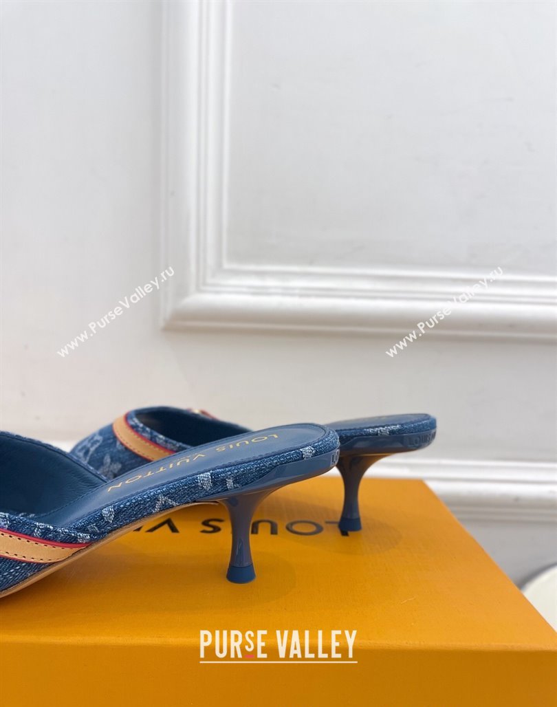 Louis Vuitton 6AM Heel Slides Sandal 5cm in Monogram Denim Blue 2025 1ADIGZ (MD-250422008)