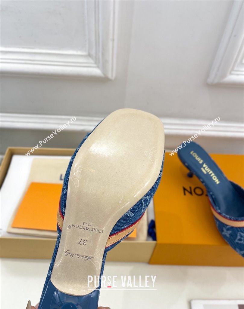 Louis Vuitton 6AM Heel Slides Sandal 5cm in Monogram Denim Blue 2025 1ADIGZ (MD-250422008)