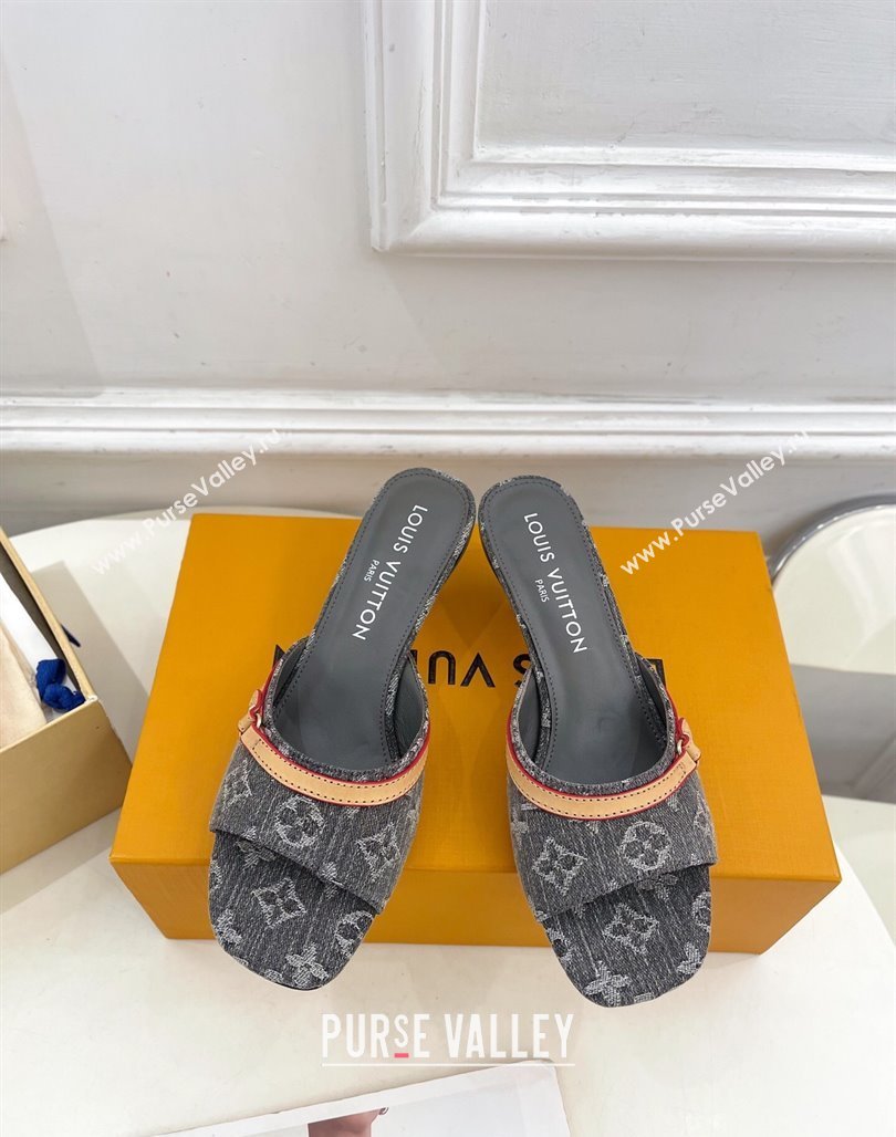 Louis Vuitton 6AM Heel Slides Sandal 5cm in Monogram Denim Grey 2025 1ADIGZ (MD-250422009)