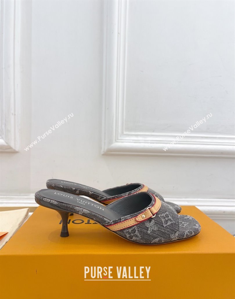 Louis Vuitton 6AM Heel Slides Sandal 5cm in Monogram Denim Grey 2025 1ADIGZ (MD-250422009)