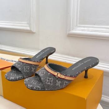 Louis Vuitton 6AM Heel Slides Sandal 5cm in Monogram Denim Grey 2025 1ADIGZ (MD-250422009)
