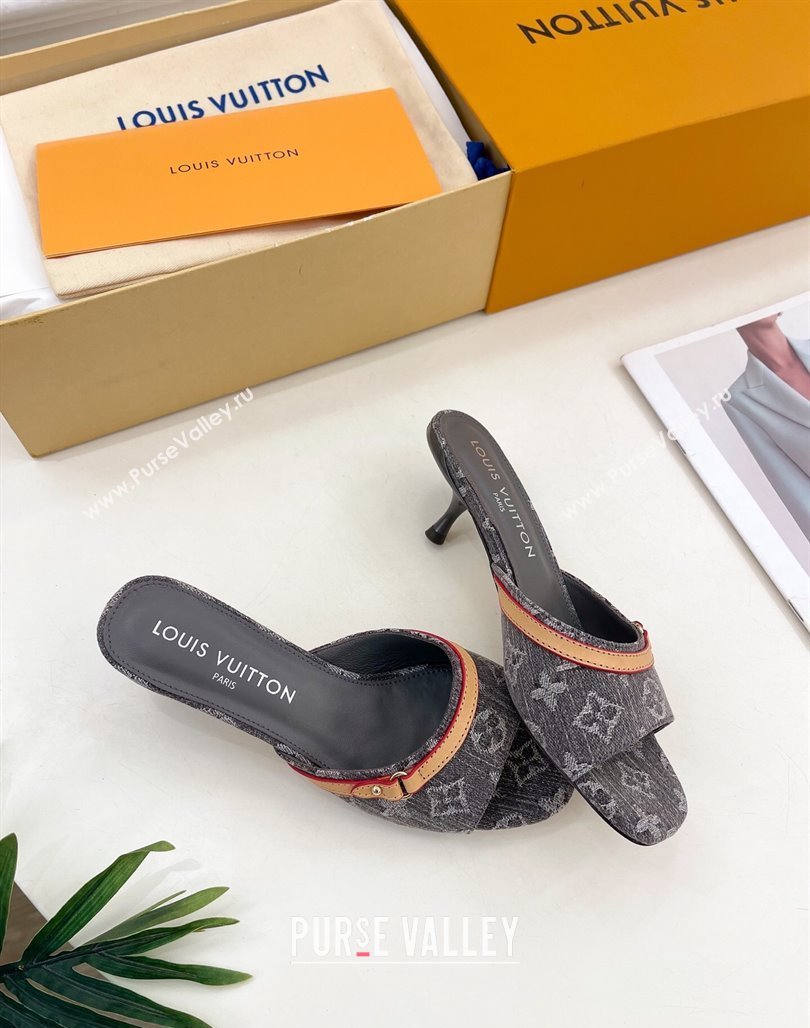 Louis Vuitton 6AM Heel Slides Sandal 5cm in Monogram Denim Grey 2025 1ADIGZ (MD-250422009)