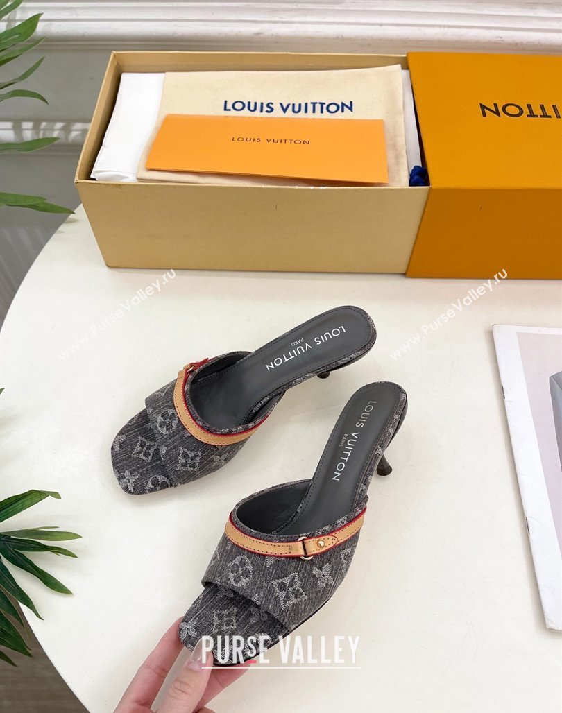 Louis Vuitton 6AM Heel Slides Sandal 5cm in Monogram Denim Grey 2025 1ADIGZ (MD-250422009)