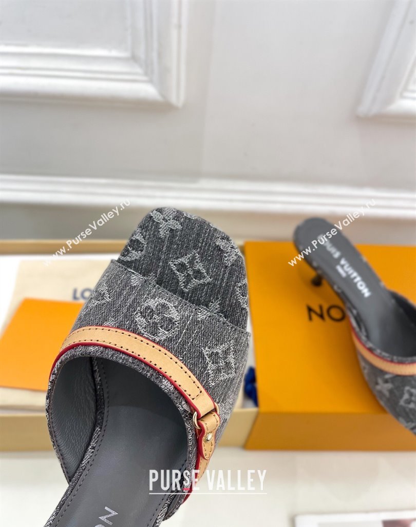 Louis Vuitton 6AM Heel Slides Sandal 5cm in Monogram Denim Grey 2025 1ADIGZ (MD-250422009)
