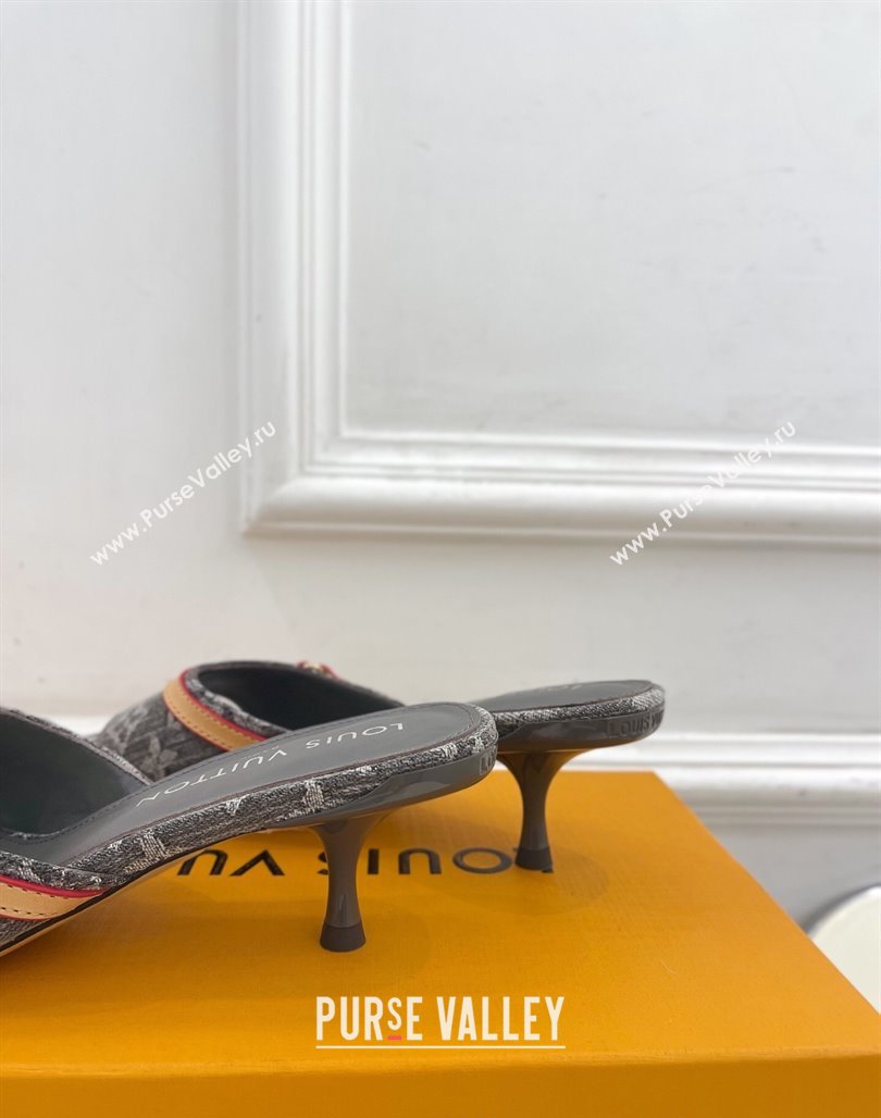 Louis Vuitton 6AM Heel Slides Sandal 5cm in Monogram Denim Grey 2025 1ADIGZ (MD-250422009)