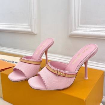 Louis Vuitton 6AM Heel Slides Sandal 10cm in Monogram Denim Pink 2025 1ADIGZ (MD-250422010)
