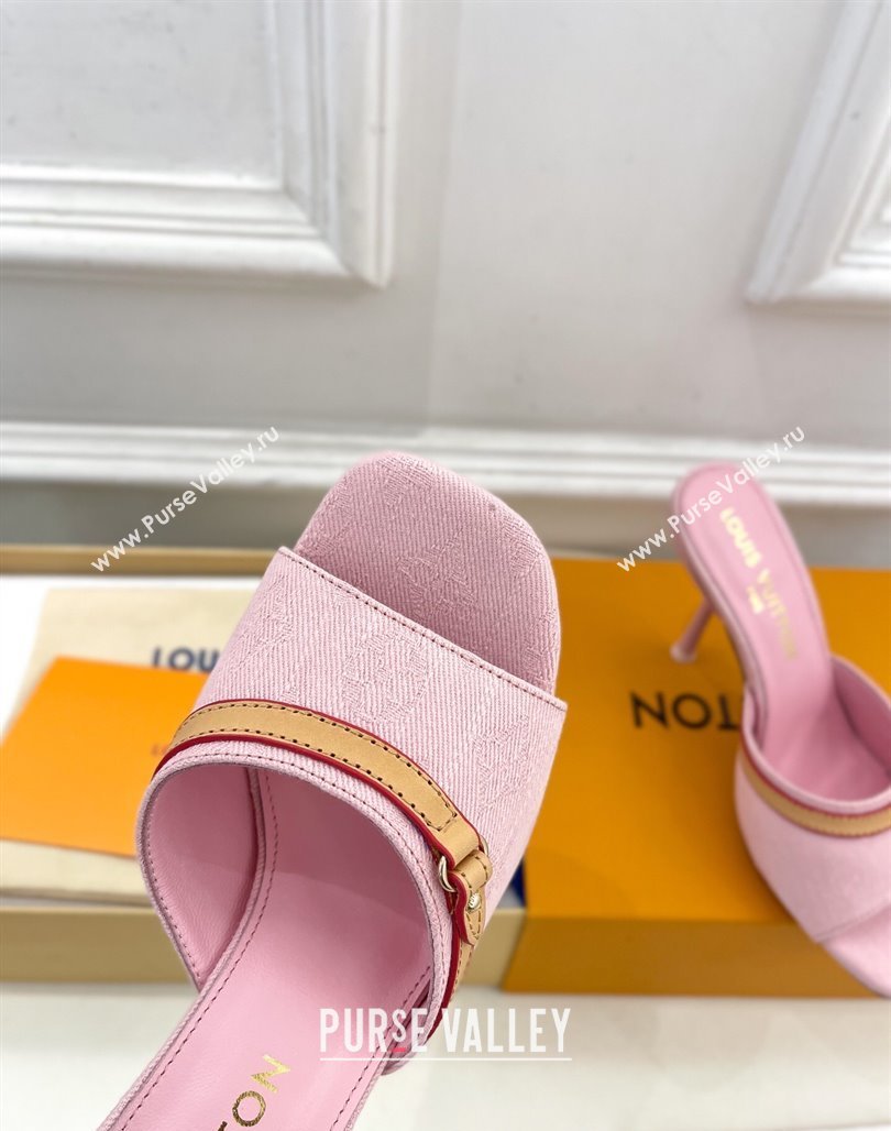 Louis Vuitton 6AM Heel Slides Sandal 10cm in Monogram Denim Pink 2025 1ADIGZ (MD-250422010)