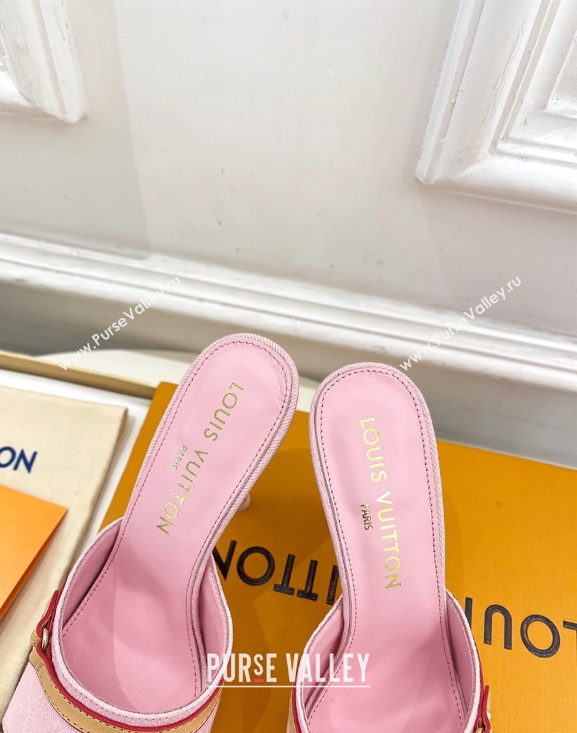 Louis Vuitton 6AM Heel Slides Sandal 10cm in Monogram Denim Pink 2025 1ADIGZ (MD-250422010)