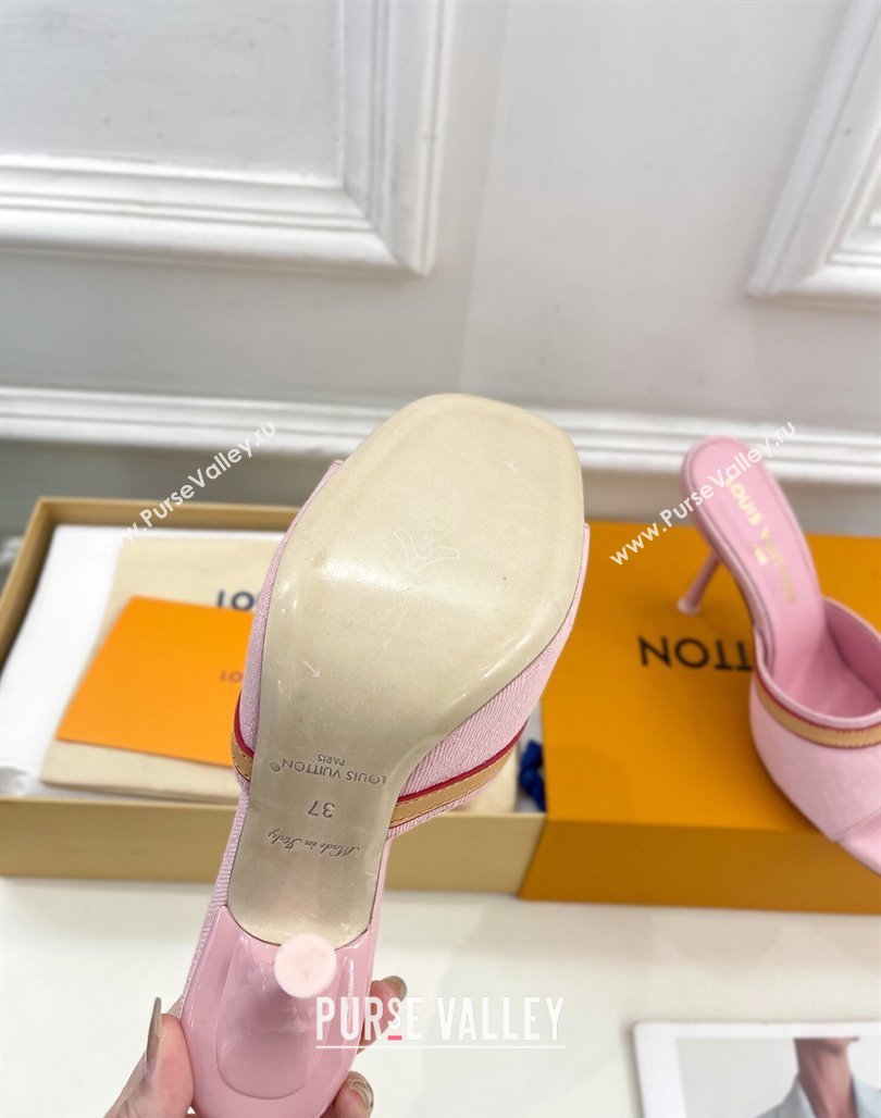 Louis Vuitton 6AM Heel Slides Sandal 10cm in Monogram Denim Pink 2025 1ADIGZ (MD-250422010)