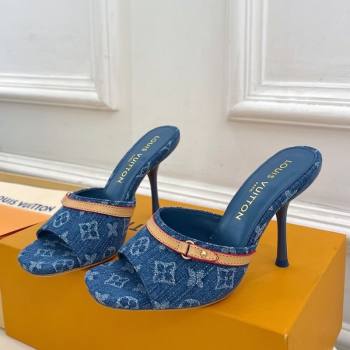 Louis Vuitton 6AM Heel Slides Sandal 10cm in Monogram Denim Blue 2025 1ADIGZ (MD-250422011)